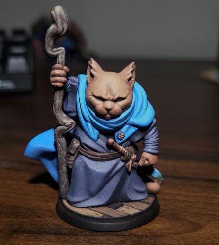 Cat Hermit (Medium) - Tabletop Figure for Dungeons & Dragons, DnD, Pathfinder RPGs, TTRPG