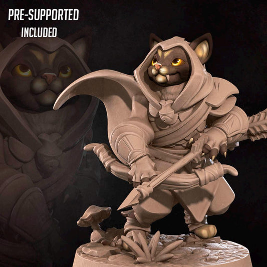 Cat Archer (Medium) - Tabletop Figure for Dungeons & Dragons, DnD, Pathfinder RPGs, TTRPG