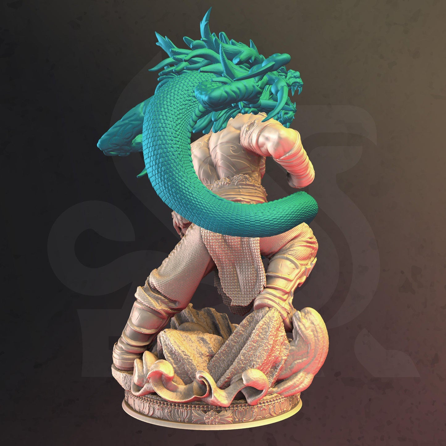 Dragon Spirit Orc Monk - Draak - Tabletop Figure for Dungeons & Dragons, DnD, Pathfinder RPGs, TTRPG