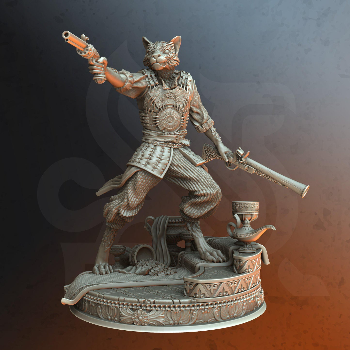 Sultan's Bodyguard - Gunslinger Kara'Ta - Tabletop Figure for Dungeons & Dragons, DnD, Pathfinder RPGs, TTRPG