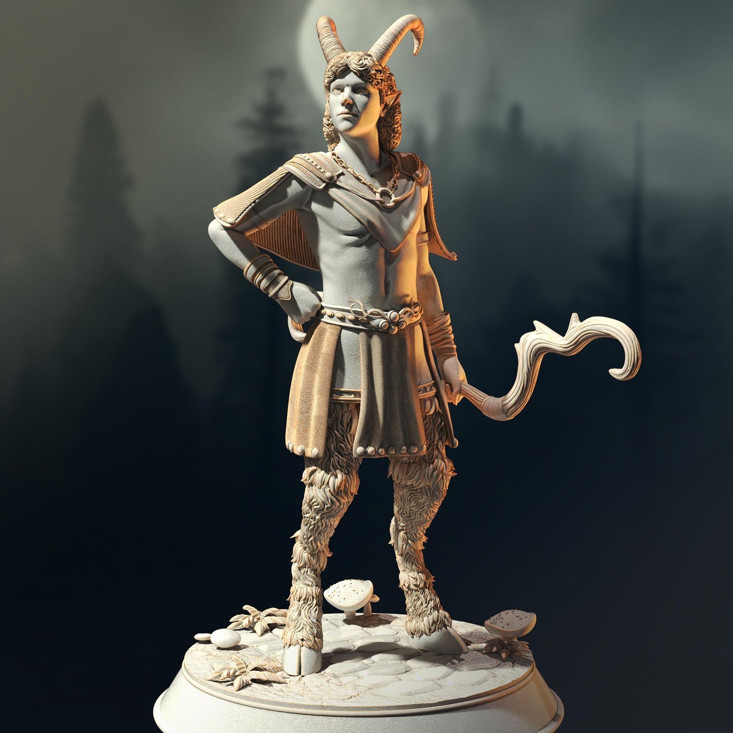 Satyr Moon Ranger - Ranacio Of Havenmond - 3D Printed Tabletop Figure for Dungeons & Dragons, DnD, Pathfinder RPGs, TTRPG