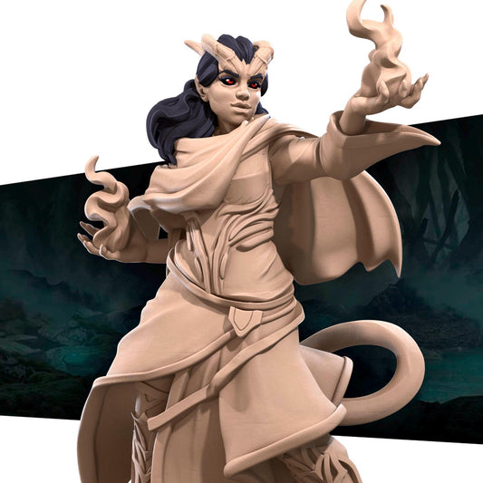 Tiefling Sorceress (Medium) - Tabletop Figure for Dungeons & Dragons, DnD, Pathfinder RPGs, TTRPG