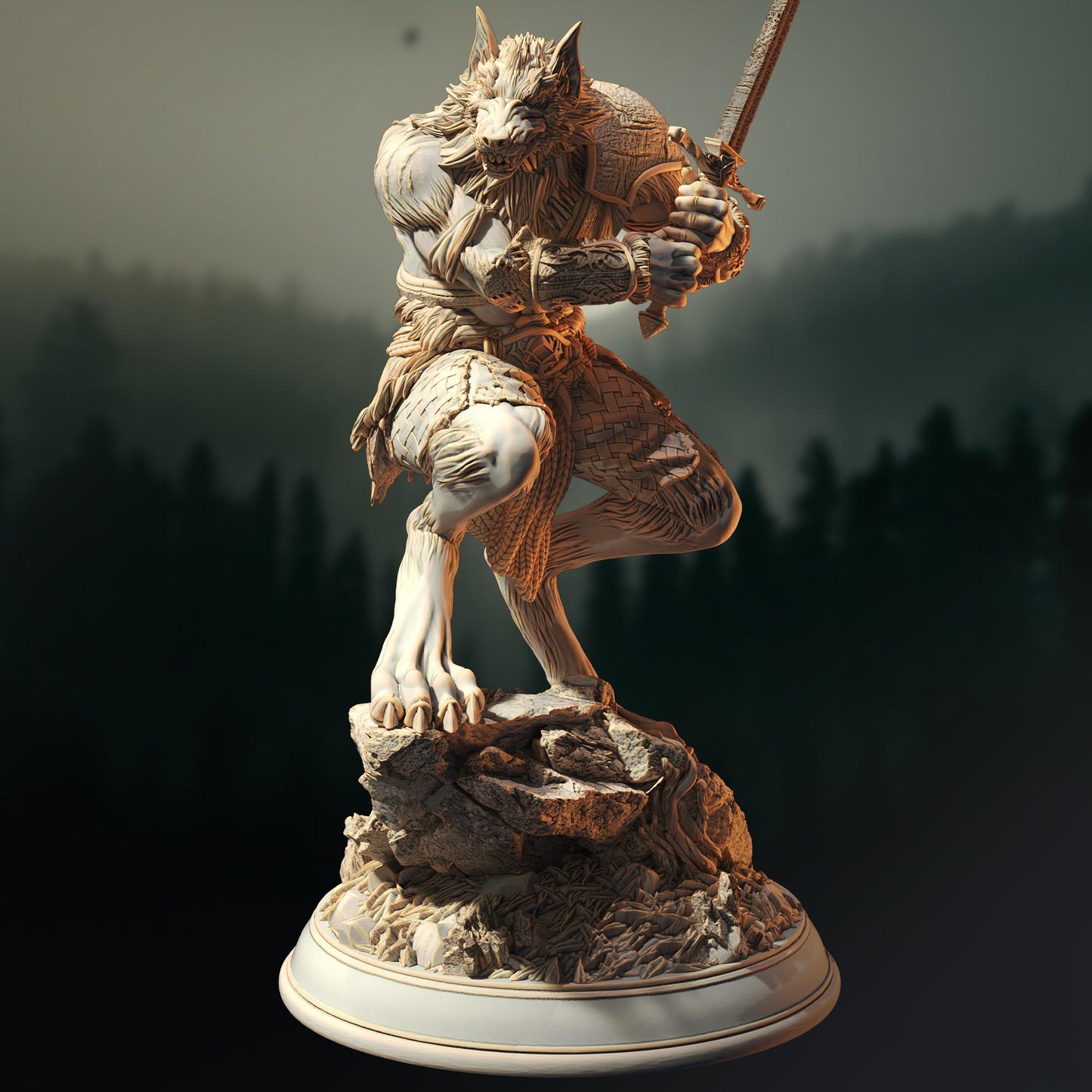 Werewolf Barbarian Fighter - Lucian Grey - 3D Printed Tabletop Figure for Dungeons & Dragons, DnD, Pathfinder RPGs, TTRPG