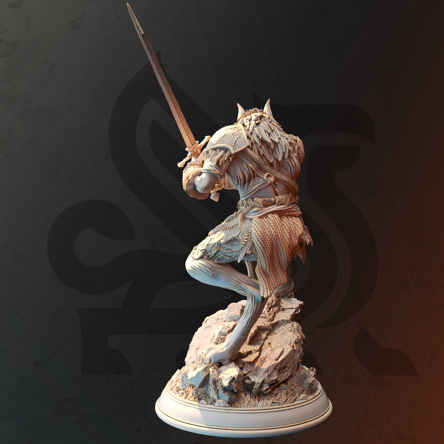 Werewolf Barbarian Fighter - Lucian Grey - 3D Printed Tabletop Figure for Dungeons & Dragons, DnD, Pathfinder RPGs, TTRPG