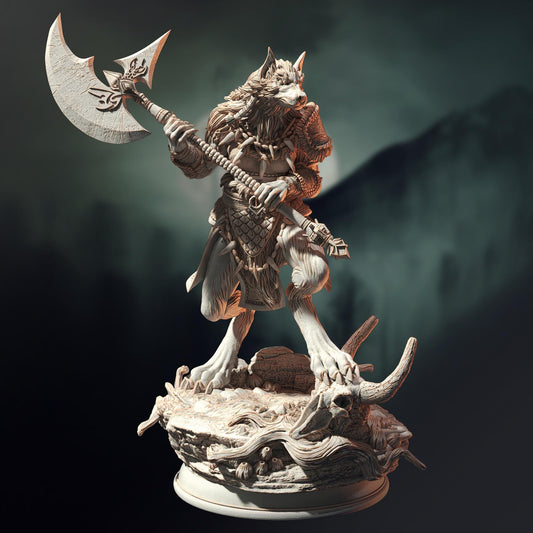 Werewolf Barbarian - Ariana Grey (Medium) - 3D Printed Tabletop Figure for Dungeons & Dragons, DnD, Pathfinder RPGs, TTRPG