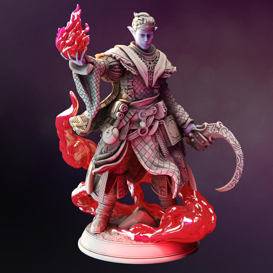 Drow Moon Sorcerer - Yunas (Medium) - 3D Printed Tabletop Figure for Dungeons & Dragons, DnD, Pathfinder RPGs, TTRPG