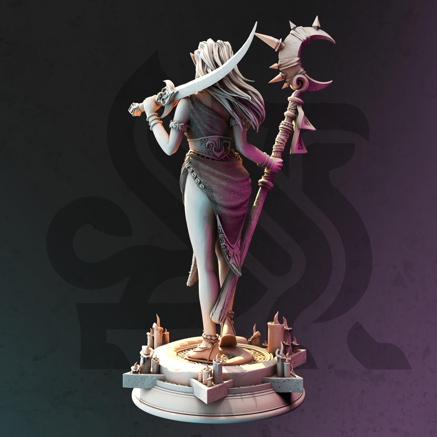 Drow Moon Priestess - Kadna Glyndrel (Medium) - 3D Printed Tabletop Figure for Dungeons & Dragons, DnD, Pathfinder RPGs, TTRPG