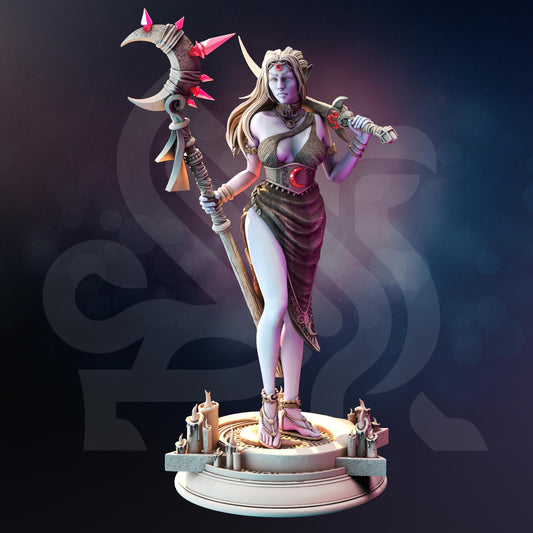 Drow Moon Priestess - Kadna Glyndrel (Medium) - 3D Printed Tabletop Figure for Dungeons & Dragons, DnD, Pathfinder RPGs, TTRPG