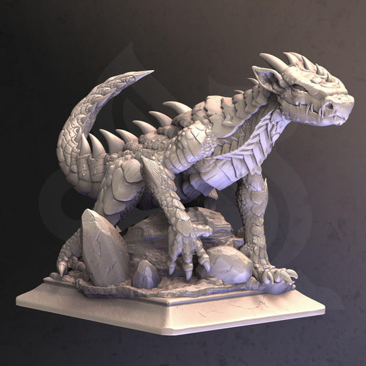 Silver Tailed Drake - Ekerin (Large) - 3D Printed Tabletop Figure for Dungeons & Dragons, DnD, Pathfinder RPGs, TTRPG