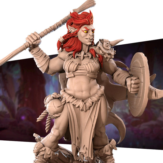 Kisha, the Amazon Half-Orc (Medium) - Tabletop Figure for Dungeons & Dragons, DnD, Pathfinder RPGs, TTRPG