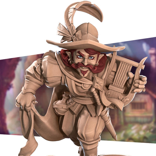 Halfling Bard (Lyre) (Medium) - Tabletop Figure for Dungeons & Dragons, DnD, Pathfinder RPGs, TTRPG