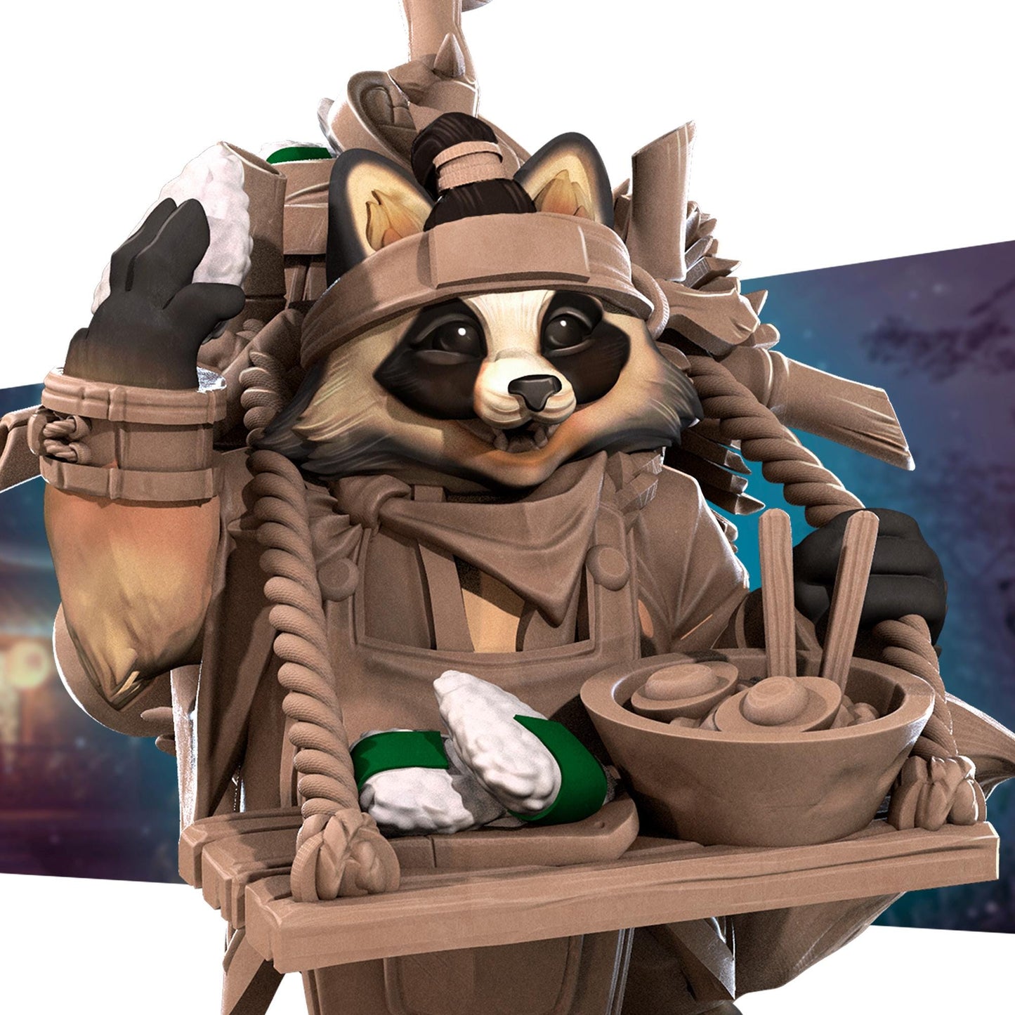 Tanuki, Ramen Stand Owner (Medium) - Tabletop Figure for Dungeons & Dragons, DnD, Pathfinder RPGs, TTRPG