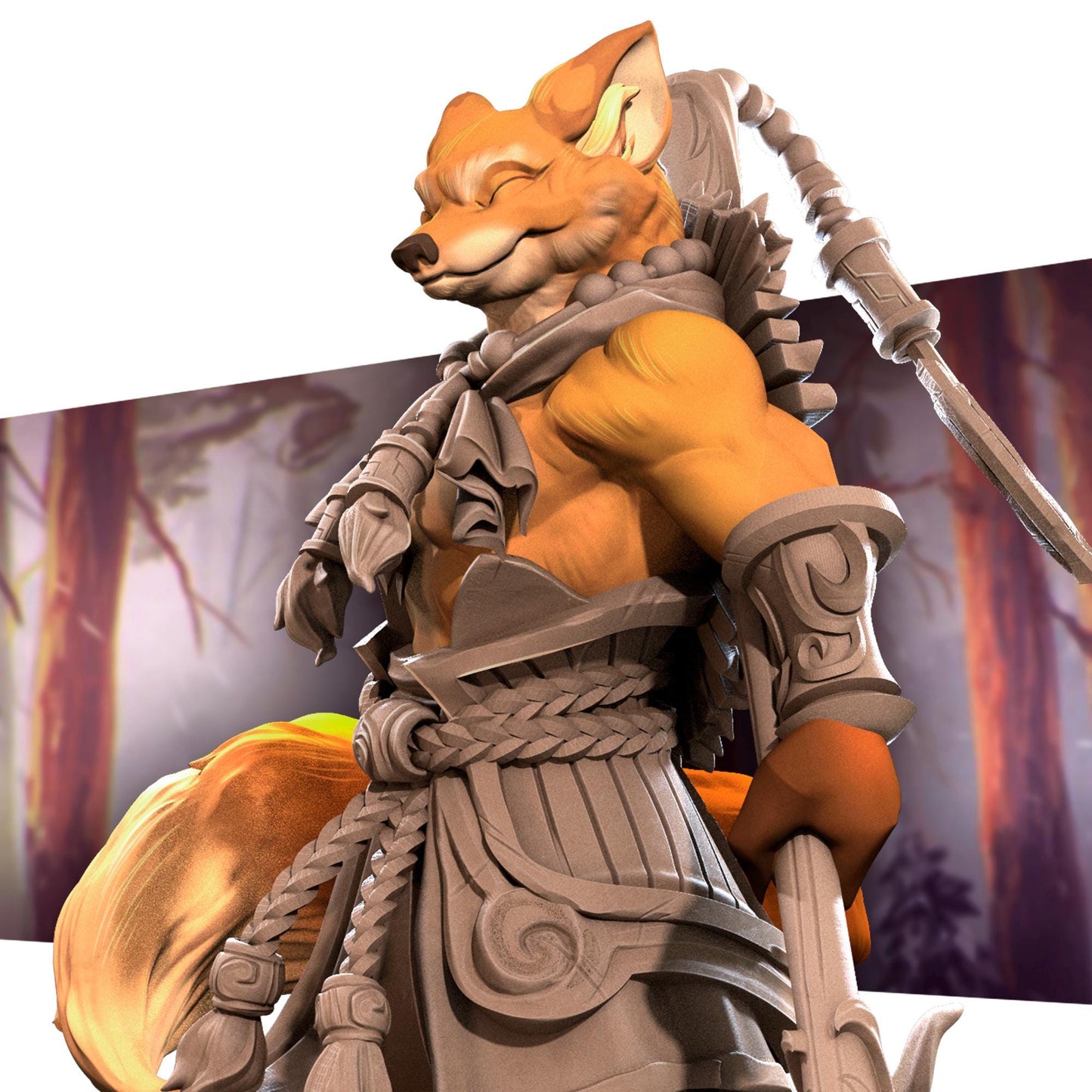 Foxfolk Monk (Medium) - Tabletop Figure for Dungeons & Dragons, DnD, Pathfinder RPGs, TTRPG