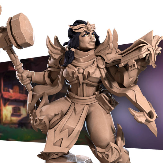 Loretta Hammerlift, The Chunky Cleric (Medium) - Tabletop Figure for Dungeons & Dragons, DnD, Pathfinder RPGs, TTRPG