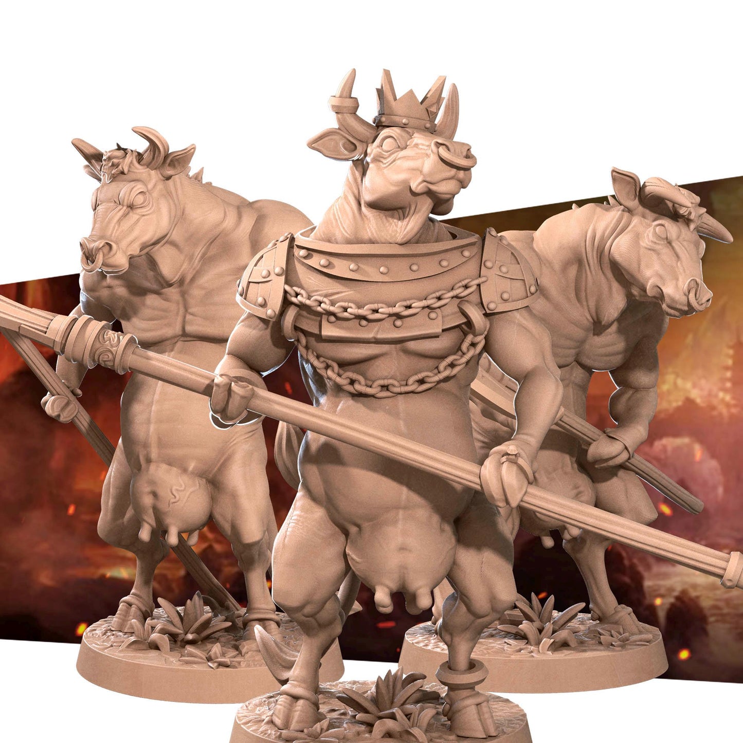 Hell Bovines (Bundle) - Tabletop Figure for Dungeons & Dragons, DnD, Pathfinder RPGs, TTRPG