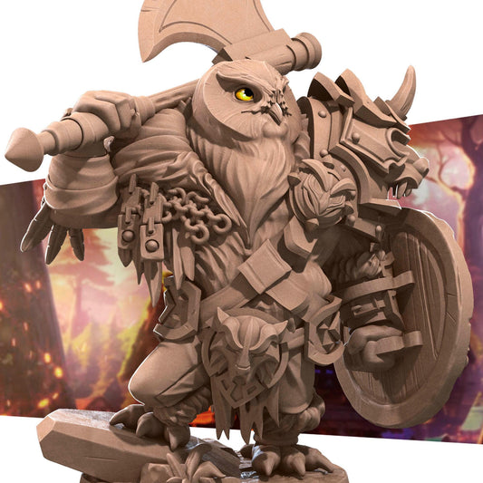 Owlfolk Barbarian (Medium) - Tabletop Figure for Dungeons & Dragons, DnD, Pathfinder RPGs, TTRPG