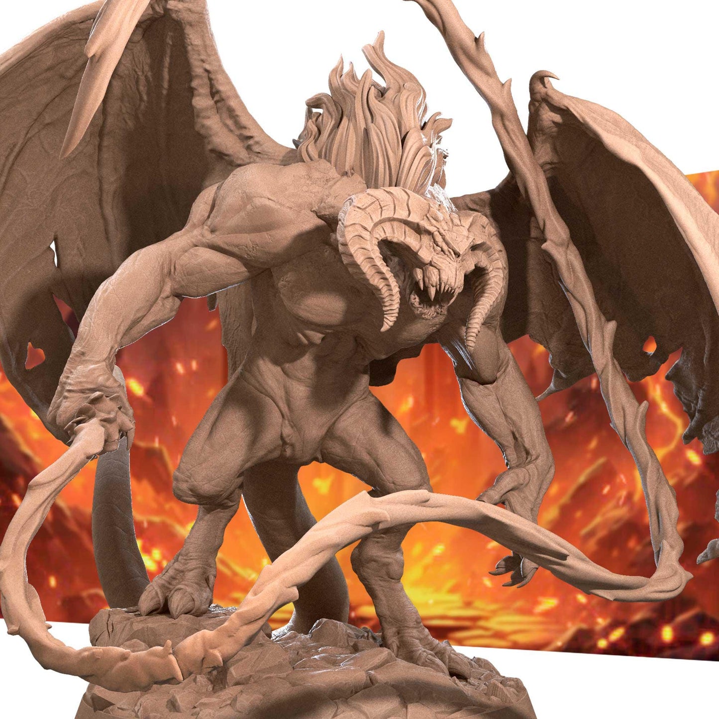 Fire Demon (Huge) - Tabletop Figure for Dungeons & Dragons, DnD, Pathfinder RPGs, TTRPG