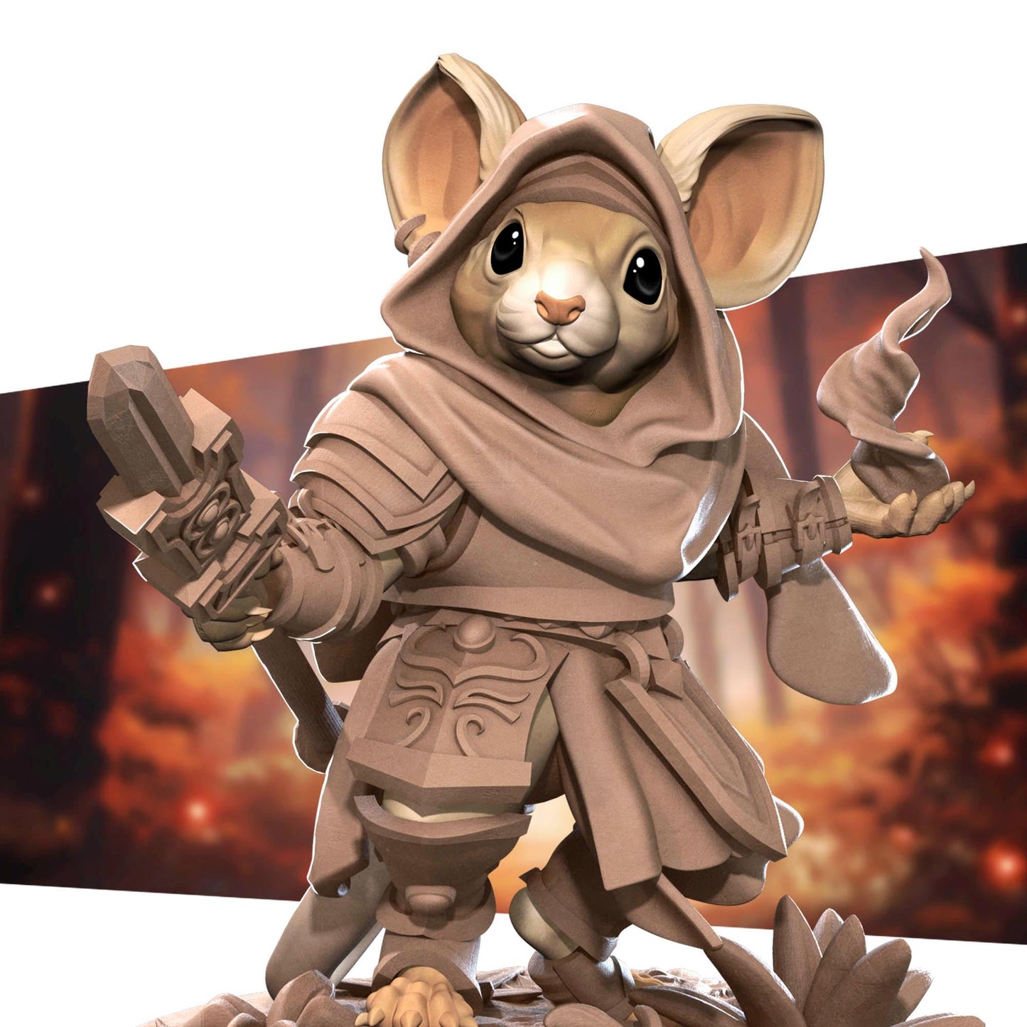 Mousefolk Cleric (Medium) - Tabletop Figure for Dungeons & Dragons, DnD, Pathfinder RPGs, TTRPG