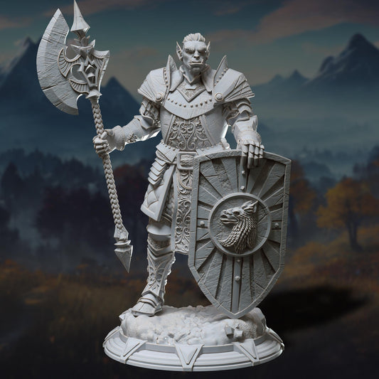 Noble Orc Knight - Trenon (Medium) - Tabletop Figure for Dungeons & Dragons, DnD, Pathfinder RPGs, TTRPG