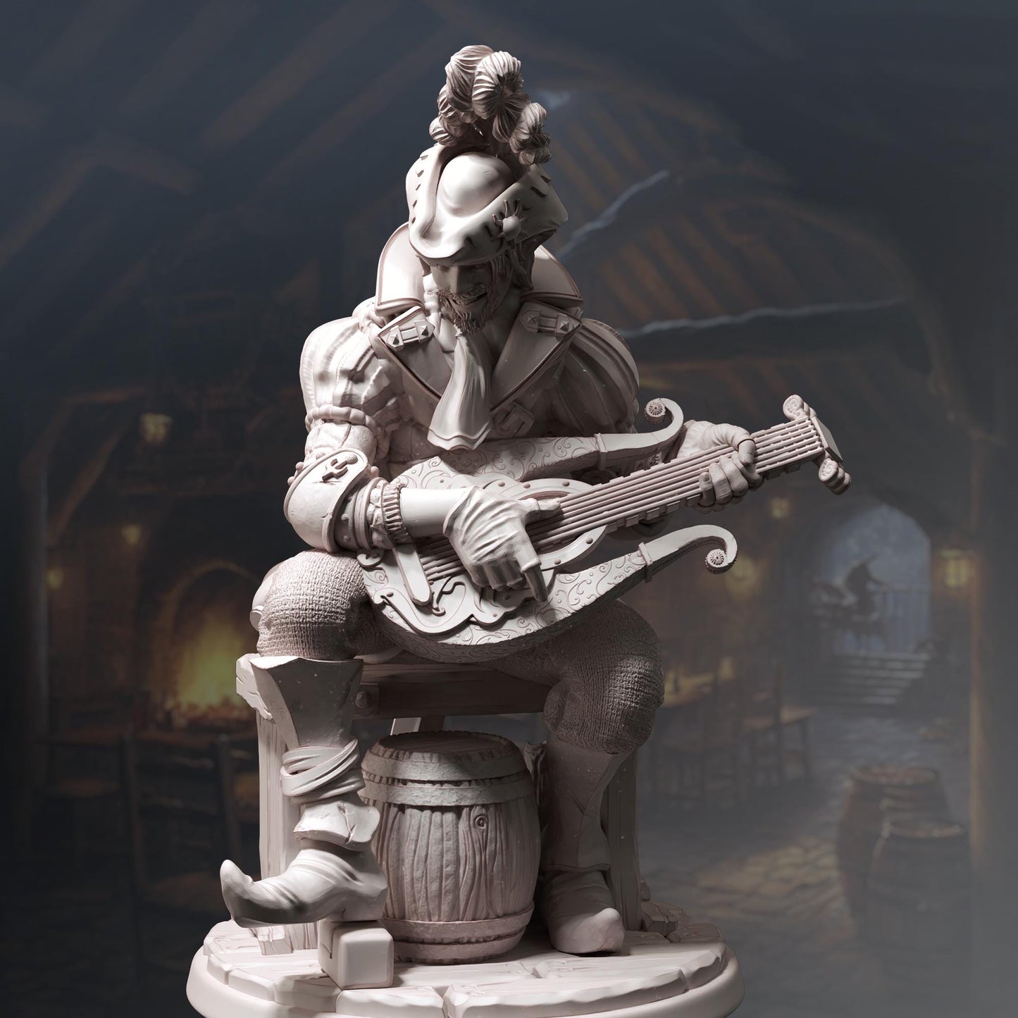 Brazen Half-Elf Bard - Brekken - 3D Printed Tabletop Figure for Dungeons & Dragons, DnD, Pathfinder RPGs, TTRPG