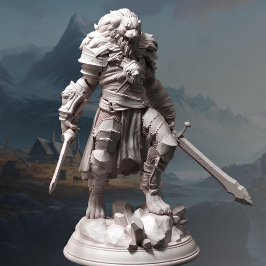 Lionfolk Bloodhunter - Kiz Ai'er (Medium) - Tabletop Figure for Dungeons & Dragons, DnD, Pathfinder RPGs, TTRPG