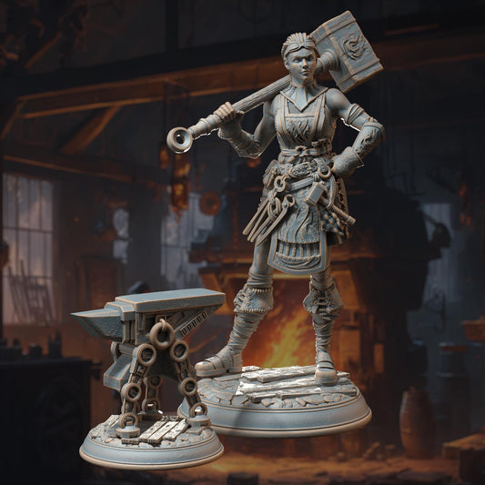 Forge Adept Artificer - Em Oddflame - 3D Printed Tabletop Figure for Dungeons & Dragons, DnD, Pathfinder RPGs, TTRPG