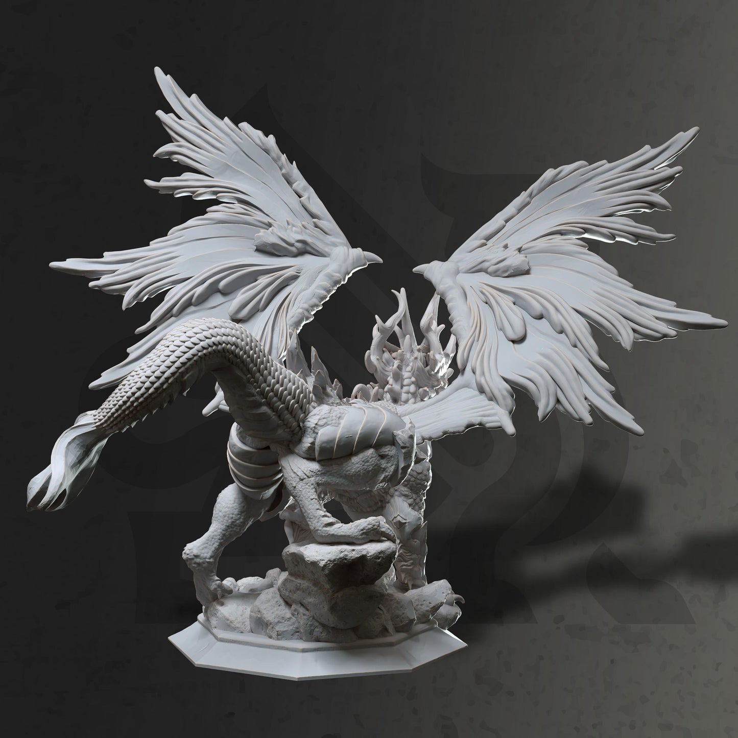 Ancient Lunar Dragon - Glanbeli (Gargantuan) - 3D Printed Tabletop Figure for Dungeons & Dragons, DnD, Pathfinder RPGs, TTRPG