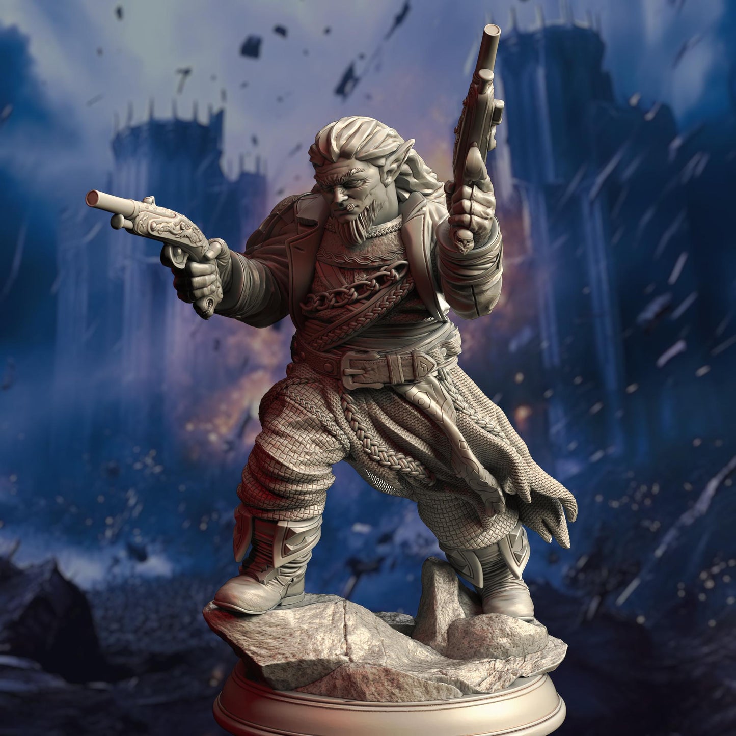 Halfling Gunslinger - Rasmon - 3D Printed Tabletop Figure for Dungeons & Dragons, DnD, Pathfinder RPGs, TTRPG