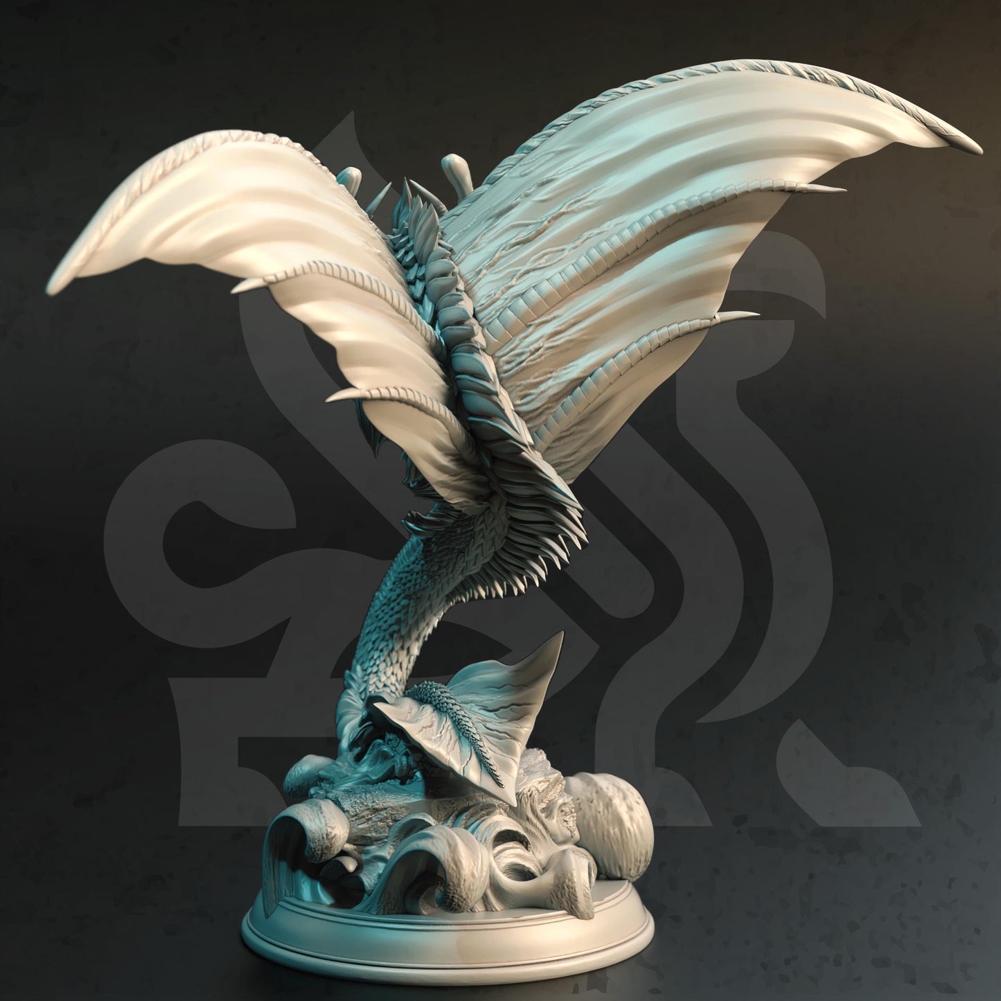 Juvenile Mana Wyrm - Fyrindel (Large) - 3D Printed Tabletop Figure for Dungeons & Dragons, DnD, Pathfinder RPGs, TTRPG