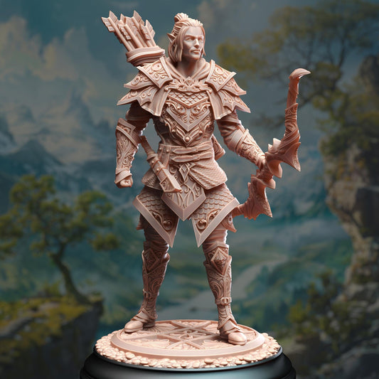 Elven Monster Hunter Ranger - Ervion ro Estel (Medium) - Tabletop Figure for Dungeons & Dragons, DnD, Pathfinder RPGs, TTRPG