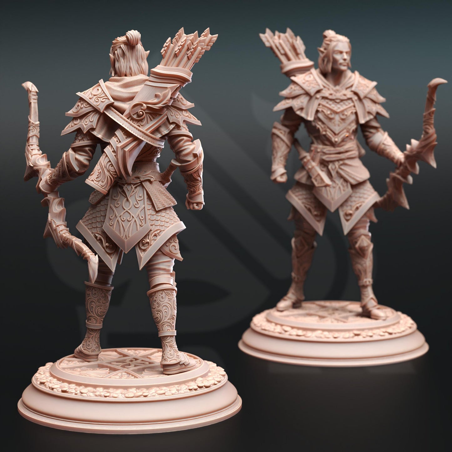 Elven Monster Hunter Ranger - Ervion ro Estel (Medium) - Tabletop Figure for Dungeons & Dragons, DnD, Pathfinder RPGs, TTRPG