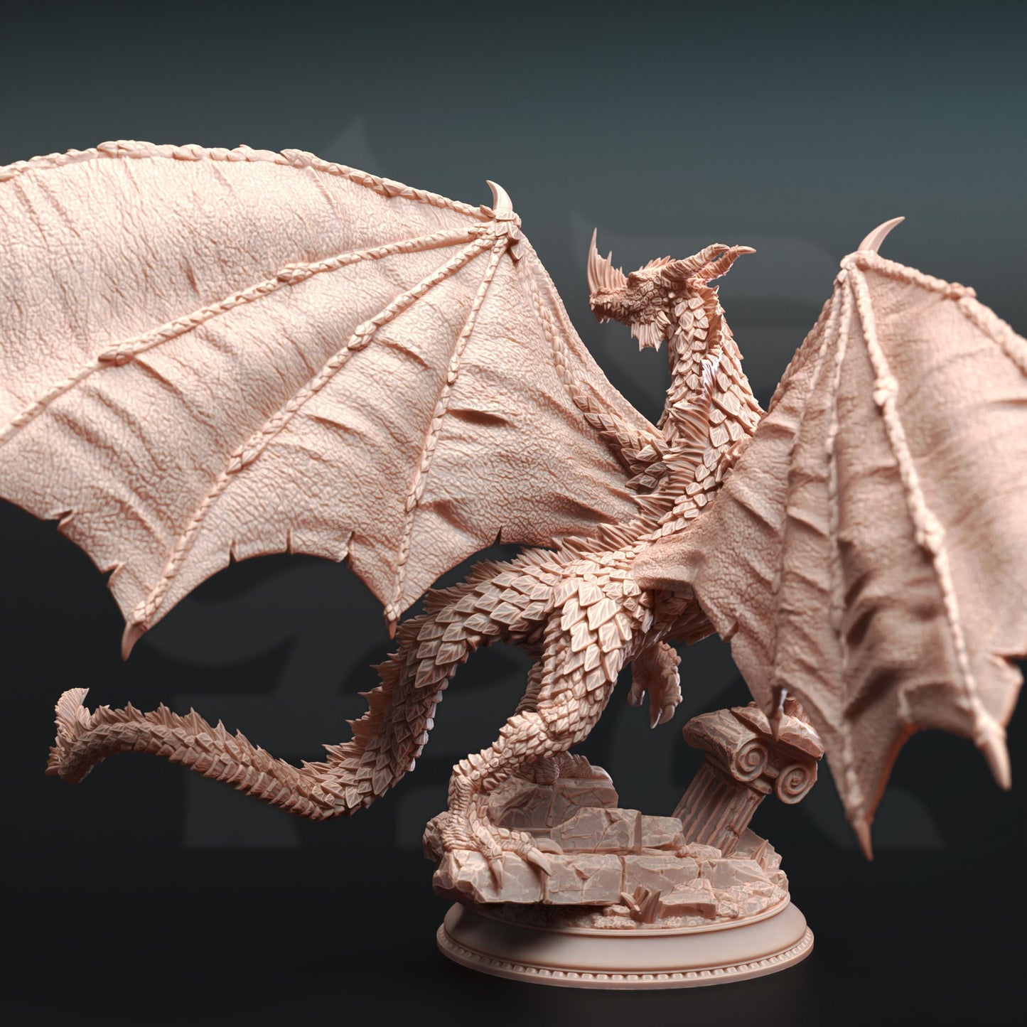 Juvenile Green Dragon - Midorius the Broken (Huge) - 3D Printed Tabletop Figure for Dungeons & Dragons, DnD, Pathfinder RPGs, TTRPG