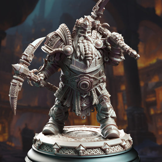 Dwarven General - Gordrain Stonehand (Medium) - 3D Printed Tabletop Figure for Dungeons & Dragons, DnD, Pathfinder RPGs, TTRPG