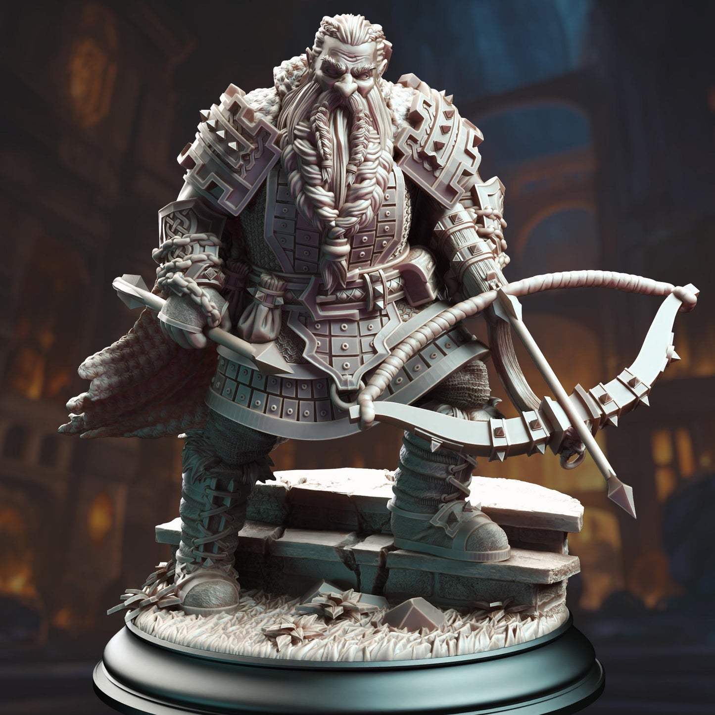 Dark Dwarf Ranger Hunter - Tokrik (Medium) - 3D Printed Tabletop Figure for Dungeons & Dragons, DnD, Pathfinder RPGs, TTRPG