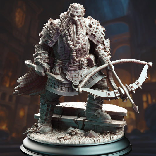 Dark Dwarf Ranger Hunter - Tokrik (Medium) - 3D Printed Tabletop Figure for Dungeons & Dragons, DnD, Pathfinder RPGs, TTRPG