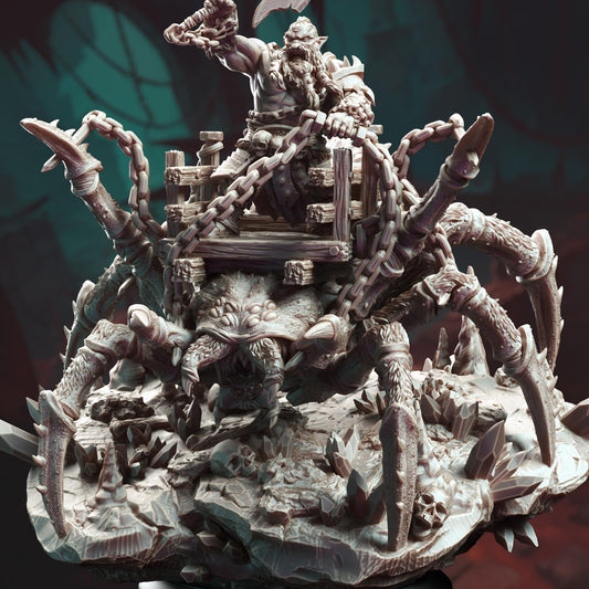 Mounted Giant Spider - Shiasirix (Large) - 3D Printed Tabletop Figure for Dungeons & Dragons, DnD, Pathfinder RPGs, TTRPG