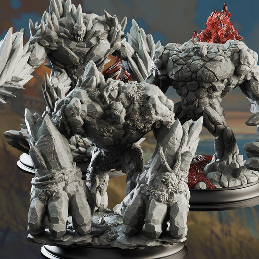 Elemental Golems - The Three Faces (Bundle) - 3D Printed Tabletop Figure for Dungeons & Dragons, DnD, Pathfinder RPGs, TTRPG