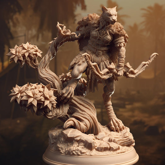 Tabaxi Forest Ranger - Jeji (Medium) - 3D Printed Tabletop Figure for Dungeons & Dragons, DnD, Pathfinder RPGs, TTRPG