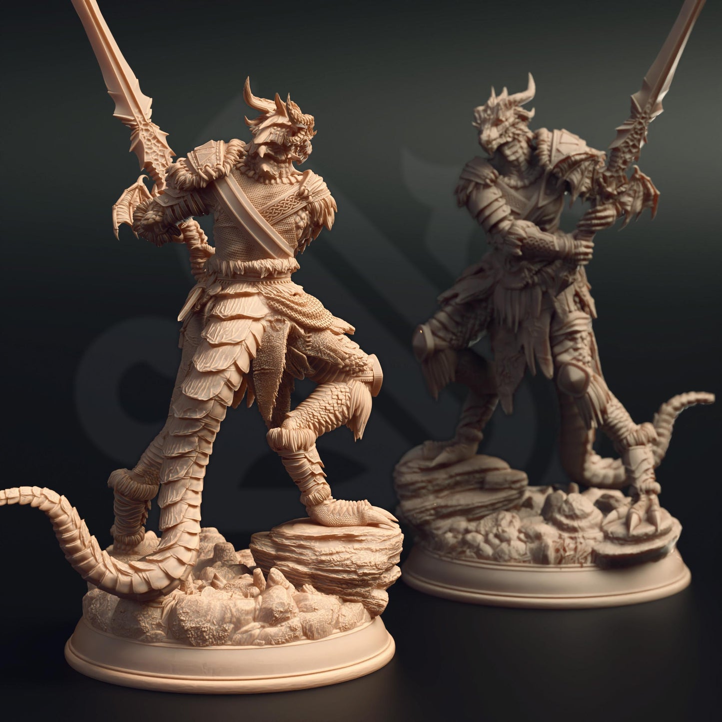 Female Dragonborn Barbarian - Veseria (Medium) - 3D Printed Tabletop Figure for Dungeons & Dragons, DnD, Pathfinder RPGs, TTRPG