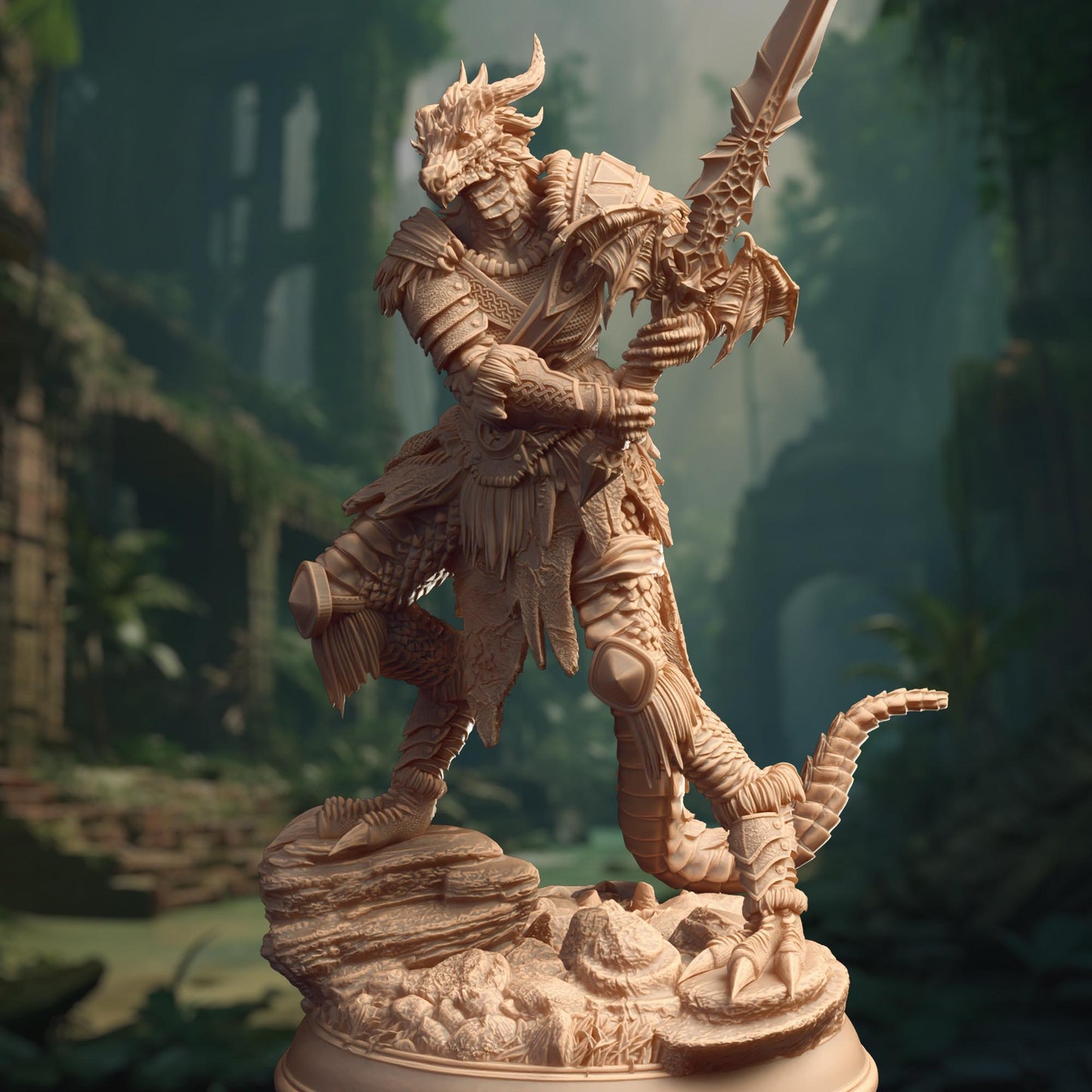 Female Dragonborn Barbarian - Veseria (Medium) - 3D Printed Tabletop Figure for Dungeons & Dragons, DnD, Pathfinder RPGs, TTRPG