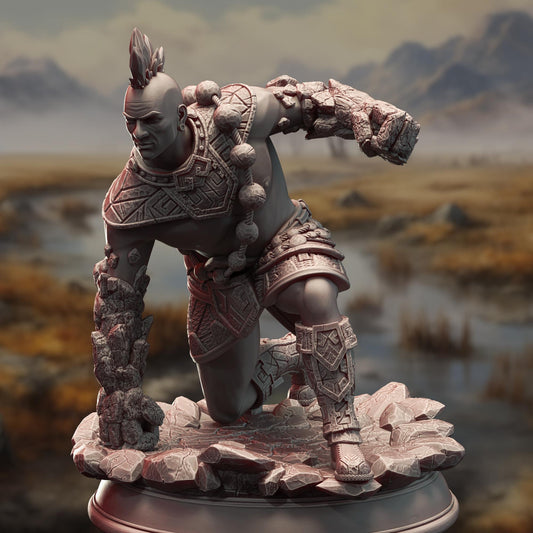 Earth Genasi Brawler - Markus Craghand (Medium) - 3D Printed Tabletop Figure for Dungeons & Dragons, DnD, Pathfinder RPGs, TTRPG