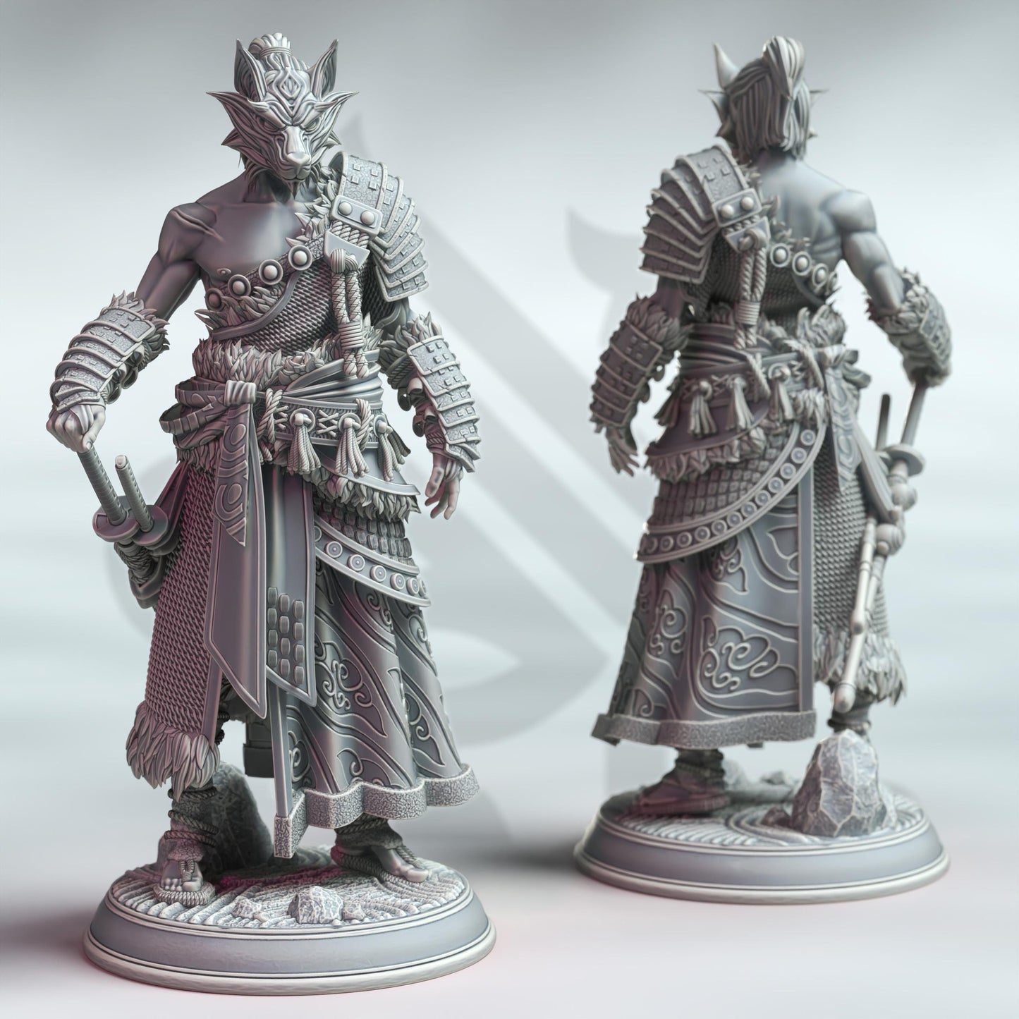 Samurai of the Wolf - Kaoru Okami (Medium) - 3D Printed Tabletop Figure for Dungeons & Dragons, DnD, Pathfinder RPGs, TTRPG