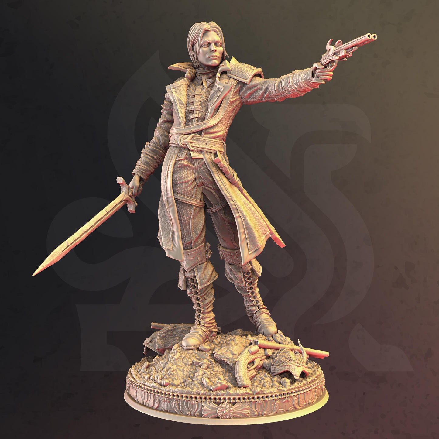 Human Gunslinger - Cedric Of Wildern - Tabletop Figure for Dungeons & Dragons, DnD, Pathfinder RPGs, TTRPG