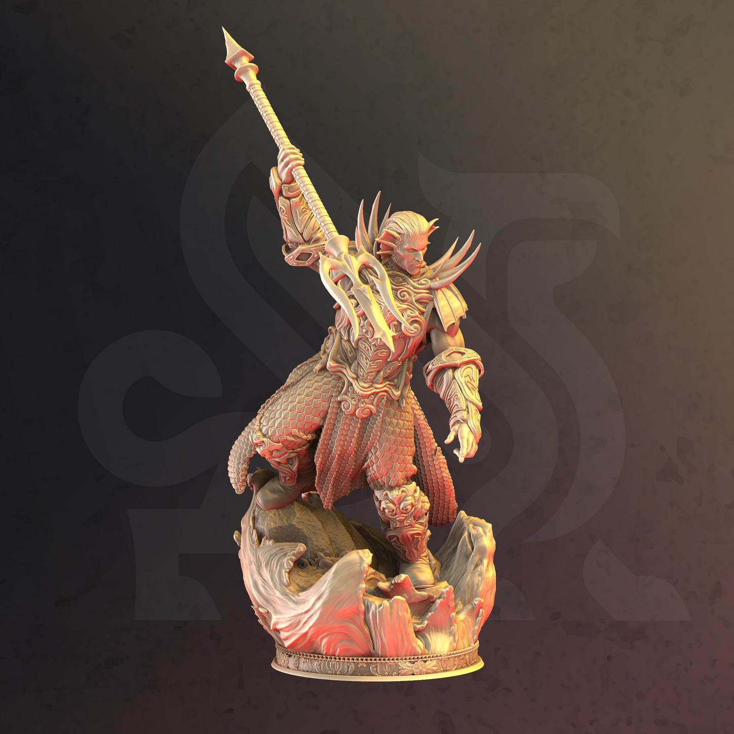 Water Genasi Warrior - Torrent - Tabletop Figure for Dungeons & Dragons, DnD, Pathfinder RPGs, TTRPG