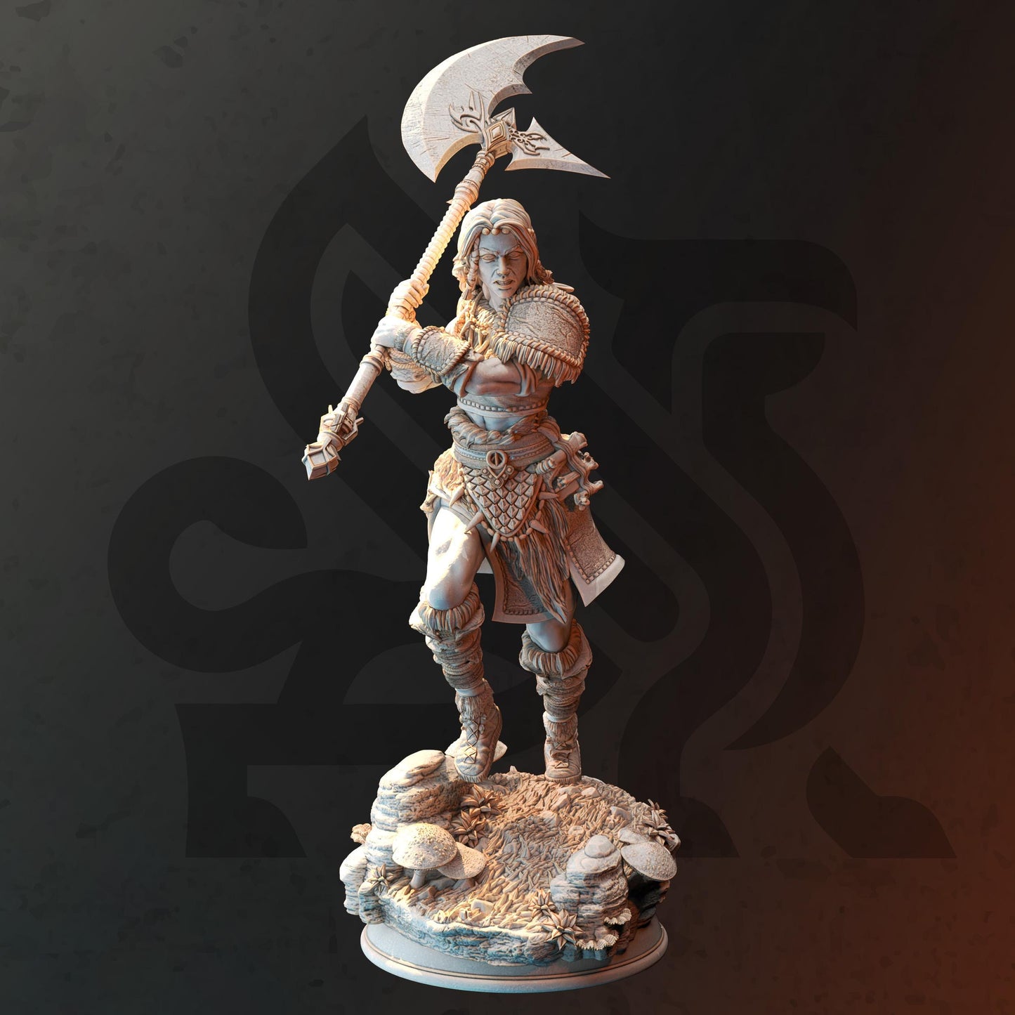 Human Wolf Totem Barbarian - Ariana Grey (Medium) - Tabletop Figure for Dungeons & Dragons, DnD, Pathfinder RPGs, TTRPG