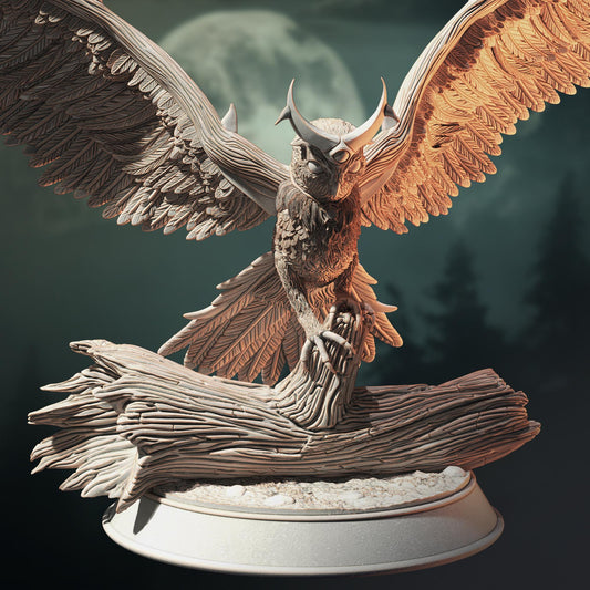 Great Owl Spirit - The Moon Devil (Large) - 3D Printed Tabletop Figure for Dungeons & Dragons, DnD, Pathfinder RPGs, TTRPG