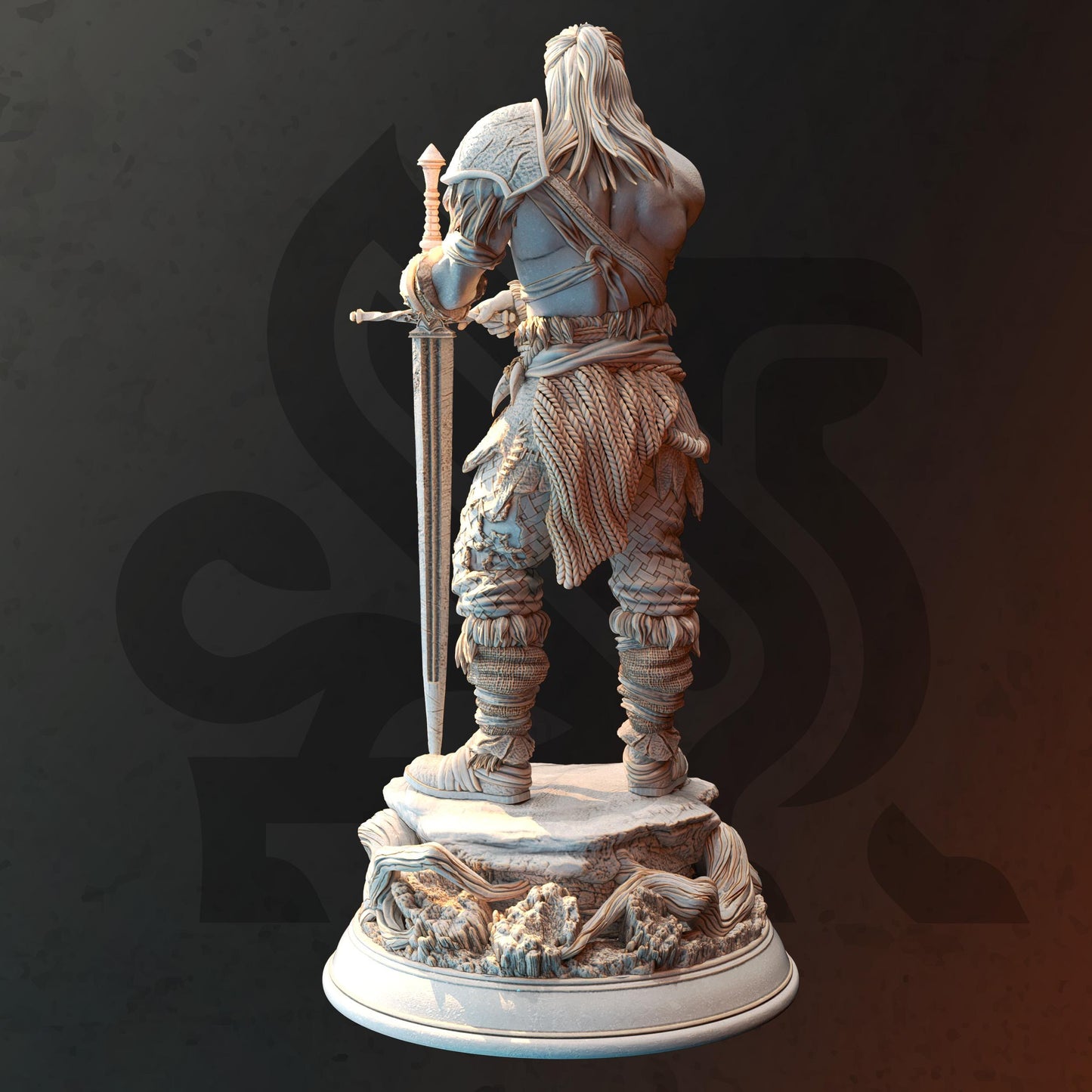 Human Wild Barbarian Fighter - Lucian Grey - 3D Printed Tabletop Figure for Dungeons & Dragons, DnD, Pathfinder RPGs, TTRPG