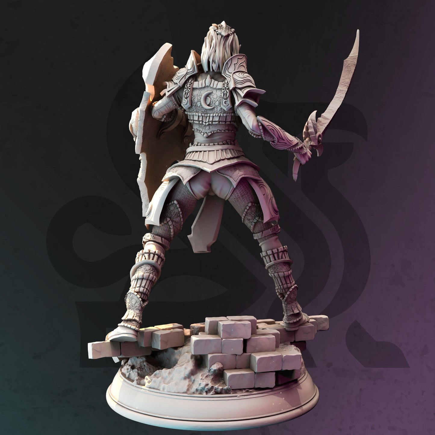 Drow Moon Paladin - Mrina Reloth (Medium) - 3D Printed Tabletop Figure for Dungeons & Dragons, DnD, Pathfinder RPGs, TTRPG