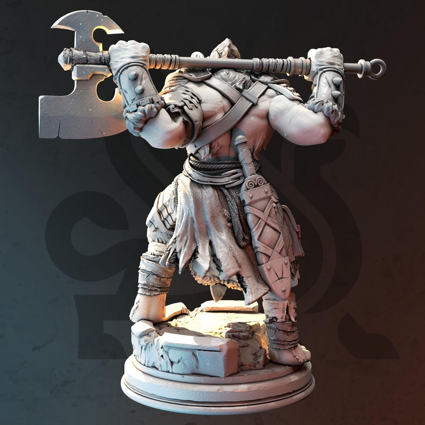 Lion-folk Barbarian - Ezeqial - 3D Printed Tabletop Figure for Dungeons & Dragons, DnD, Pathfinder RPGs, TTRPG