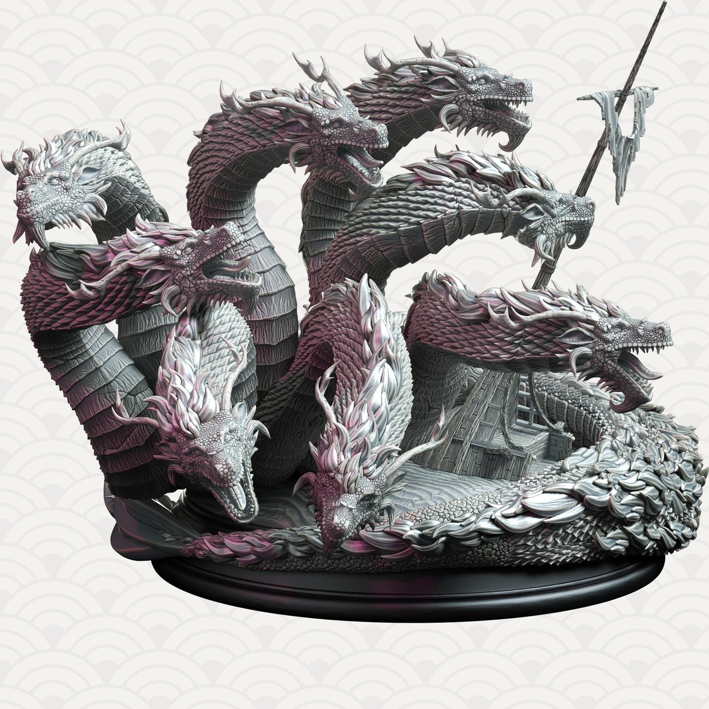 The Eight Headed Serpent - Yamarochi no Yomi (Gargantuan) - 3D Printed Tabletop Figure for Dungeons & Dragons, DnD, Pathfinder RPGs, TTRPG